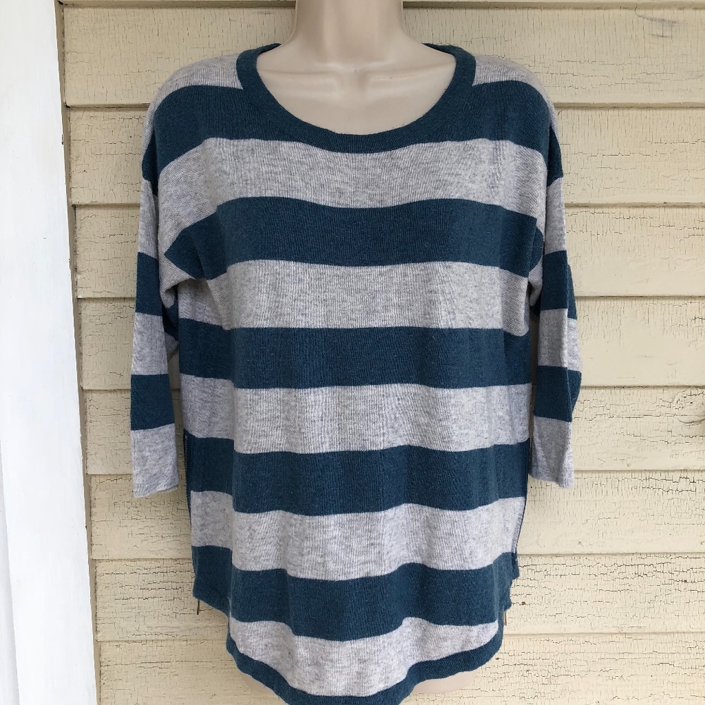 SLONI striped side zips 3/4 sl sweater/10%cashmere